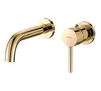 Rea ROBINET DE LAVABO/BAIGNOIRE ENCASTRÉ LUNGO L.GOLD + BOX Mitigeur Salle de Bain en Laiton Monocommande Chaude et Froide Réglable Robinet de Lavage à la Main (or)