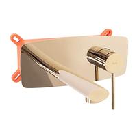 Rea ROBINET DE LAVABO/BAIGNOIRE ENCASTRÉ OVAL GOLD + BOX Mitigeur Salle de Bain en Laiton Monocommande Chaude et Froide Réglable Robinet de Lavage à la Main (Or)