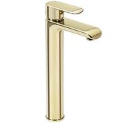 Rea ROBINET DE LAVABO BLOOM GOLD HIGH Mitigeur Salle de Bain en Laiton Monocommande Chaude et Froide Réglable Robinet de Lavage à la Main (Or)