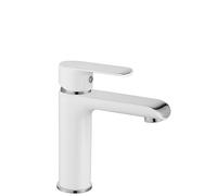Rea ROBINET DE LAVABO BLOOM WHITE CHROM BAS Mitigeur Salle de Bain en Laiton Monocommande Chaude et Froide Réglable Robinet de Lavage à la Main (chrome/blanc)