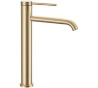 Rea ROBINET DE LAVABO CLIF BRUSH GOLD HIGH Mitigeur Salle de Bain en Laiton Monocommande Chaude et Froide Réglable Robinet de Lavage à la Main (doré)
