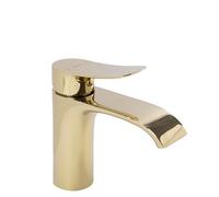 Rea Robinet de lavabo Dart gold Low Mitigeur Salle de Bain en Laiton Monocommande Chaude et Froide Réglable Robinet de Lavage à la Main (doré)
