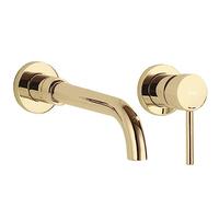 Rea ROBINET DE LAVABO ENCASTRÉ Lungo Gold + BOX Mitigeur Salle de Bain en Laiton Monocommande Chaude et Froide Réglable Robinet de Lavage à la Main (Or)