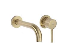 Rea ROBINET DE LAVABO ENCASTRÉ Lungo Gold Mat + BOX Mitigeur Salle de Bain en Laiton Monocommande Chaude et Froide Réglable Robinet de Lavage à la Main (Or mat)