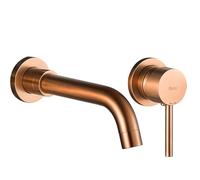 Rea Robinet de Lavabo encastré Lungo Long Cooper Brush + BOX Mitigeur Salle de Bain en Laiton Monocommande Chaude et Froide Réglable Robinet de Lavage à la Main (Or brossé)