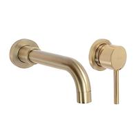 Rea ROBINET DE LAVABO ENCASTRÉ Lungo Long Gold Brush + BOX Mitigeur Salle de Bain en Laiton Monocommande Chaude et Froide Réglable Robinet de Lavage à la Main (Or brossé)