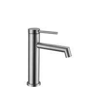 Rea ROBINET DE LAVABO FOSS BRUSH NICKEL LOW Mitigeur Salle de Bain en Laiton Monocommande Chaude et Froide Réglable Robinet de Lavage à la Main (Acier)