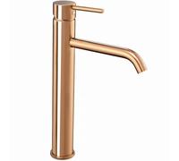 Rea ROBINET DE LAVABO LUNGO ROSE GOLD HIGH Mitigeur Salle de Bain en Laiton Monocommande Chaude et Froide Réglable Robinet de Lavage à la Main (Rose Gold)
