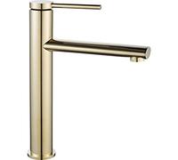 Rea ROBINET DE LAVABO OVAL GOLD HIGH Mitigeur Salle de Bain en Laiton Monocommande Chaude et Froide Réglable Robinet de Lavage à la Main (Or)