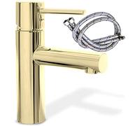 REA Robinet de salle de bain en laiton doré | Mitigeur pour lavabo de salle de bain | Robinet de lavabo de salle de bain | Hauteur 19 cm | Mitigeur monocommande design moderne