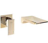 REA Robinet de salle de bain encastré en laiton doré | Mitigeur mural pour lavabo de salle de bain | Mitigeur monocommande design moderne