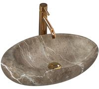 Rea Roxy B Stone umywalka 49x31 cm nablatowa owalna imitacja kamienia/beż REA-U6650
