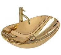 Rea VASQUE À POSER Royal Gold Lavabo Salle de Bain 605 x 360 x 160 mm en Céramique (or)