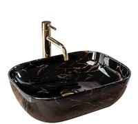 Rea Schwarz Belinda Black Marble Shiny Vasque à Poser