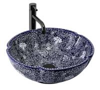 Rea Sevilla lavabo 42.5x42.5 cm ronde à poser bleu brillant REA-U7505