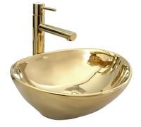 Rea Sofia Gold umywalka 41x34,5 cm nablatowa owalna złota REA-U9015