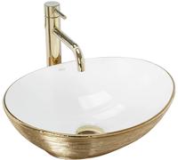 Rea Sofia umywalka 41x34,5 cm nablatowa owalna biała/złota REA-U3697