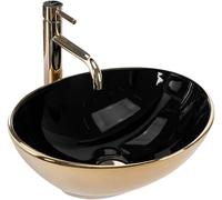 Rea Sofia umywalka 41x34,5 cm owalna nablatowa czarna-złota REA-U4527