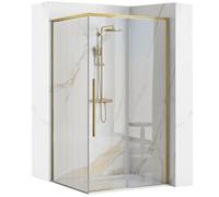 REA SOLAR CABINE DE DOUCHE 90X90 OR BROSSÉ CABINE DE DOUCHE AVEC RECEVEUR DE DOUCHE SAVOY BLANC