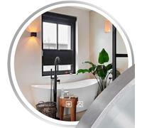 Rea, Tutumi Miroir Mural éclairé LED MMJ 70Cm Brushed Steel, Style Contemporain et lumière intégrée - 2x70x70cm