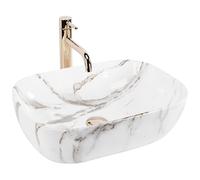 Rea VASQUE À POSER BELINDA AIAX Lavabo Salle de Bain 460 x 320 x 125 mm en Céramique (Beige, imitation de marbre)