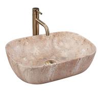 Rea Vasque à Poser Belinda Savana Pour Salle De Bain, Idéale Comme Lavabo Pour Lave-Main Pour Wc, À Poser Sur Le Comptoir, Beige, imitation de pierre