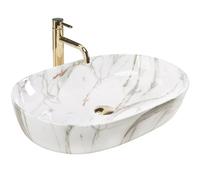 Rea Vasque à poser CLEO 61 Shiny Aiax Lavabo Salle de Bain 41 x 60,5 x 14 cm en Céramique (imitation de pierre)