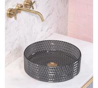 Rea Vasque à poser Cristal Black Lavabo Salle de Bain 355 x 355 x 115 mm en Céramique (Noir)
