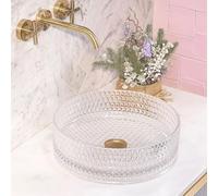 Rea VASQUE À POSER Cristal Transparent Lavabo Salle de Bain 355 x 355 x 115 mm en Céramique (transparent)