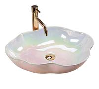 Rea Vasque À Poser De Salle De Bain Akoya Pearl, Parfaite Comme Lavabo pour Salle De Bain Ou Lave-Main Pour Wc, 500 x 380 x 130 mm, En Céramique, Effet Nacré, Perle, Pearl