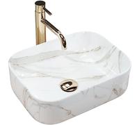Rea VASQUE À POSER Demi Mini Aiax Shiny Lavabo Salle de Bain 400 x 305 x 140 mm en Céramique (imitation de pierre)