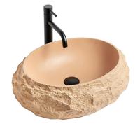 Rea, Vasque À Poser en Composite Mika Light Terracotta, Beige, 50X38X15Cm