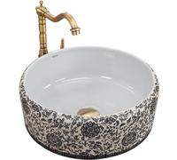 Rea Vasque à poser Florisa Lavabo Salle de Bain 400 x 400 x 150 mm en Céramique (noir/blanc)