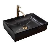 Rea VASQUE À POSER Inga Black Marble Mat Lavabo Salle de Bain 510 x 345 x 120 mm en Céramique (noir mat)