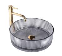 Rea VASQUE À POSER INGRID GREY Lavabo Salle de Bain 40 x 40 x 13 cm en Verre (Transparent)