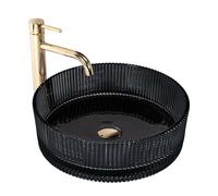 Rea Vasque à poser Ingrid Lavabo de salle de bain noir 395 x 395 x 120 mm en verre (Noir)