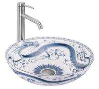 Rea Vasque à poser Kioto Lavabo Salle de Bain 40 x 40 x 12 cm en Céramique (dessin)