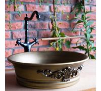 Rea Vasque à poser Lavabo de salle de bain 435 x 435 x 130 mm en céramique (cuivre brossé)