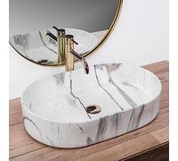 Rea VASQUE À POSER Nadia 60 Sand Lavabo Salle de Bain 600 x 380 x 130 mm en Céramique (blanc)