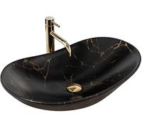 Rea VASQUE À POSER Royal 60 Black Marble Mat Lavabo Salle de Bain 605 x 360 x 160 mm en Céramique (noir mat)
