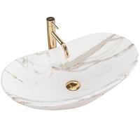 Rea VASQUE À POSER ROYAL LAVA MAT Lavabo Salle de Bain 605 x 360 x 160 mm en Céramique (Blanc, imitation de marbre)