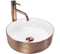 Rea Vasque à poser Sami Brush Rose Gold Lavabo Salle de Bain 360 x 360 x 115 mm en Céramique (rose gold/white)