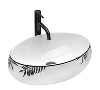 Rea Vasque à poser Shila Lavabo Salle de Bain 465 x 310 x 150 mm en Céramique (Blanc/noir)