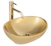 Rea Vasque à poser Sofia Gold Lavabo Salle de Bain 410 x 345 x 150 mm en Céramique (Doré)