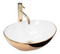 Rea VASQUE À POSER SOFIA GOLD/WHITE Lavabo Salle de Bain 410 x 345 x 150 mm en Céramique (Blanc/doré)