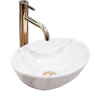 Rea VASQUE À POSER SOFIA MINI SHINY AIAX Lavabo Salle de Bain 350 x 260 x 125 mm en Céramique (Blanc, imitation de marbre)