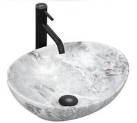 Rea VASQUE À POSER SOFIA STONE Lavabo Salle de Bain 410 x 345 x 150 mm en Céramique (Gris, imitation de marbre)