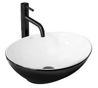 Rea Sofia lavabo 41x34.5 cm ovale à poser blanc-noir REA-U8749