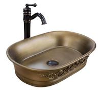 Rea Vasque à poser WILMA RUSTIC Lavabo Salle de Bain 550 x 380 x 130 mm en Céramique (rubbed copper)