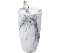 Rea Vasque autoportante Anya Granit matt, Pour Salle De Bain, 450x450x840 mm, En Céramique, Idéale Comme Lavabo Ou Lave-Main Pour WC, Design Unique (imitation de pierre)